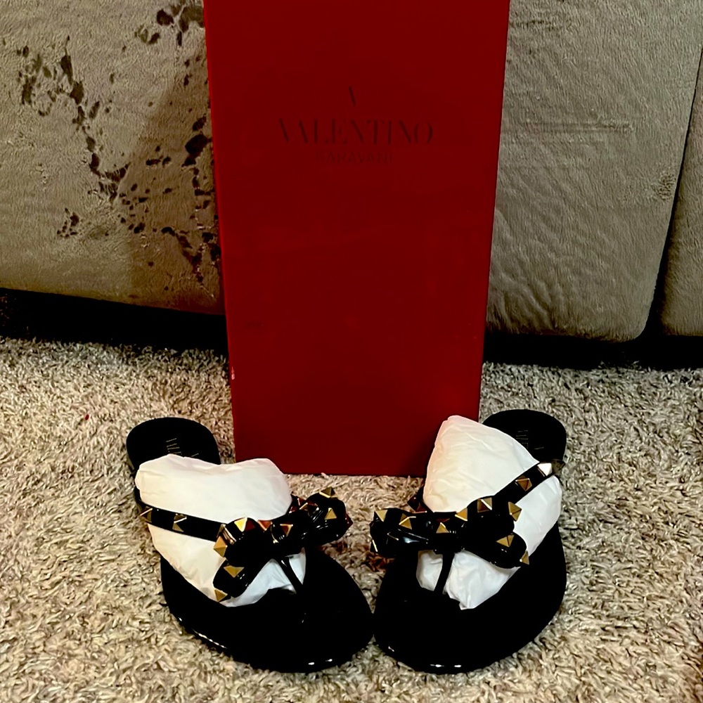 Rockstud PVC Flat Thong Sandal